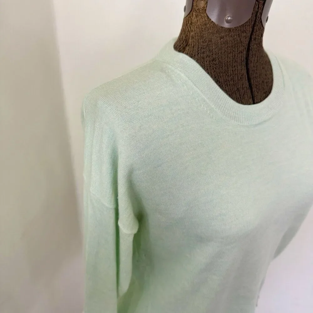 J. Crew Sea Green Merino Wool Cotton Crewneck Sz S Lightweight Spring Pullover